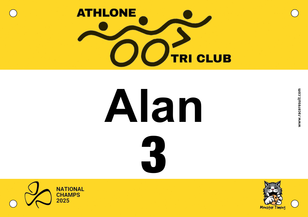 Custom race bibs example: AquaNatChamps2025