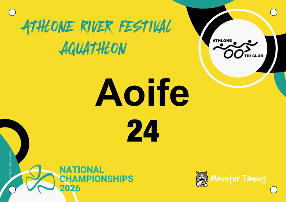 Custom race bibs example: AquaNatChamps2026