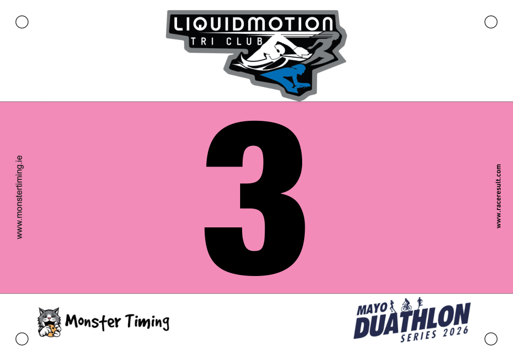 Custom race bibs example: BallinaDuathlon