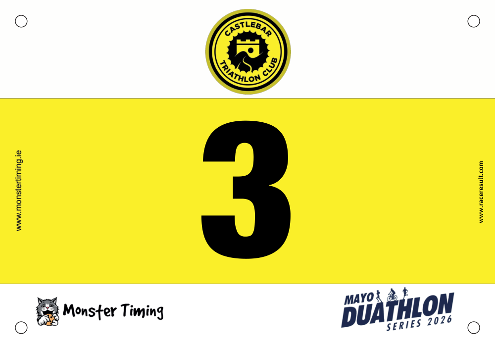 Custom race bibs example: CastlebarDuathlon