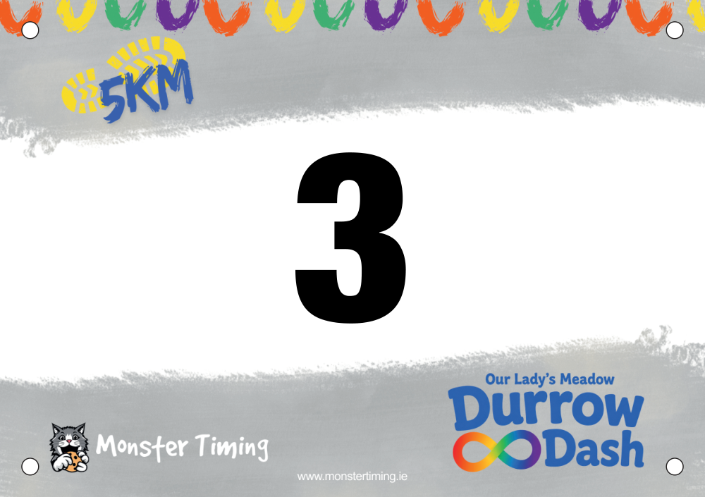 Custom race bibs example: DurrowDash2026
