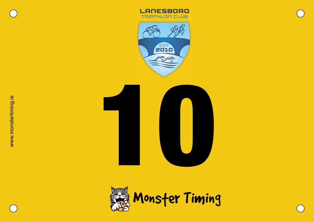 Custom race bibs example: LanesboroAqua2026