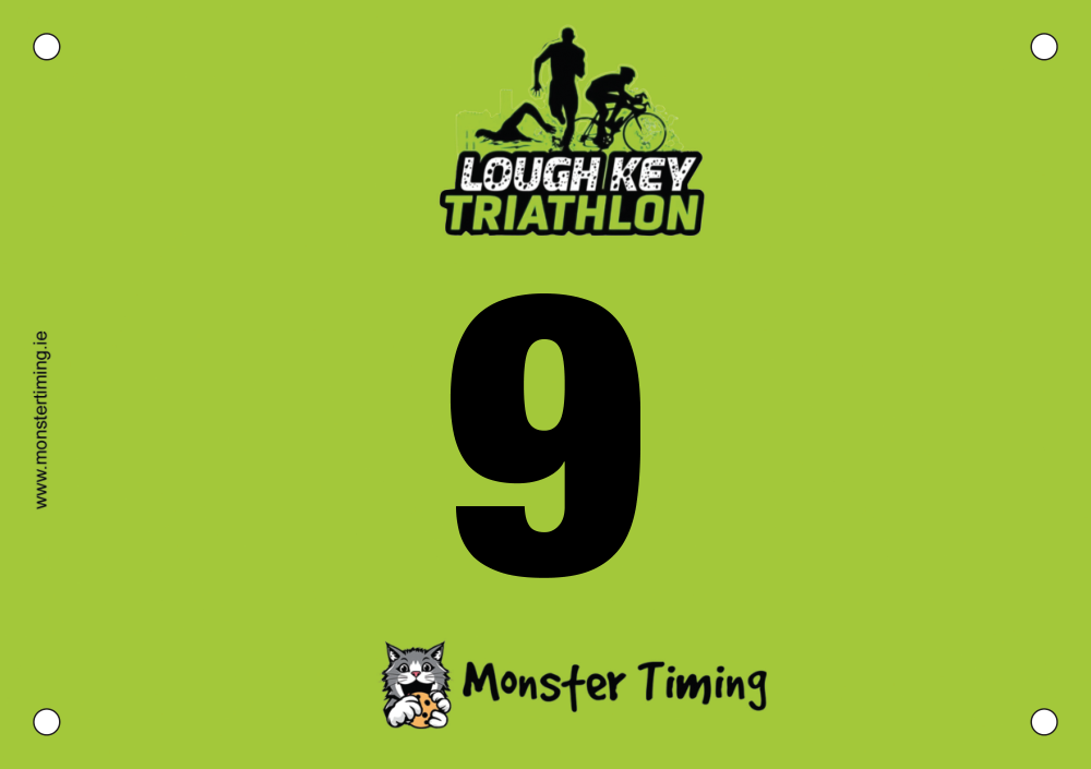 Custom race bibs example: LoughKeyAqua2026
