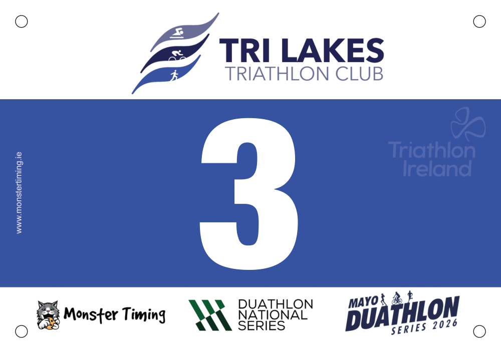 Custom race bibs example: TriLakesDuathlon