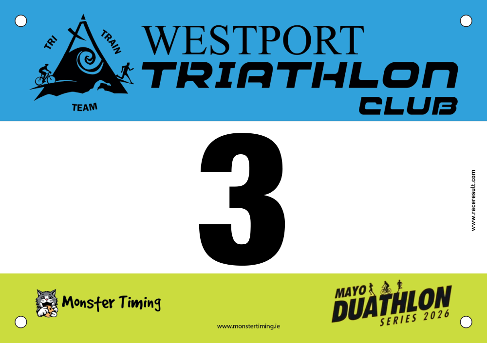 Custom race bibs example: WestportDuathlon