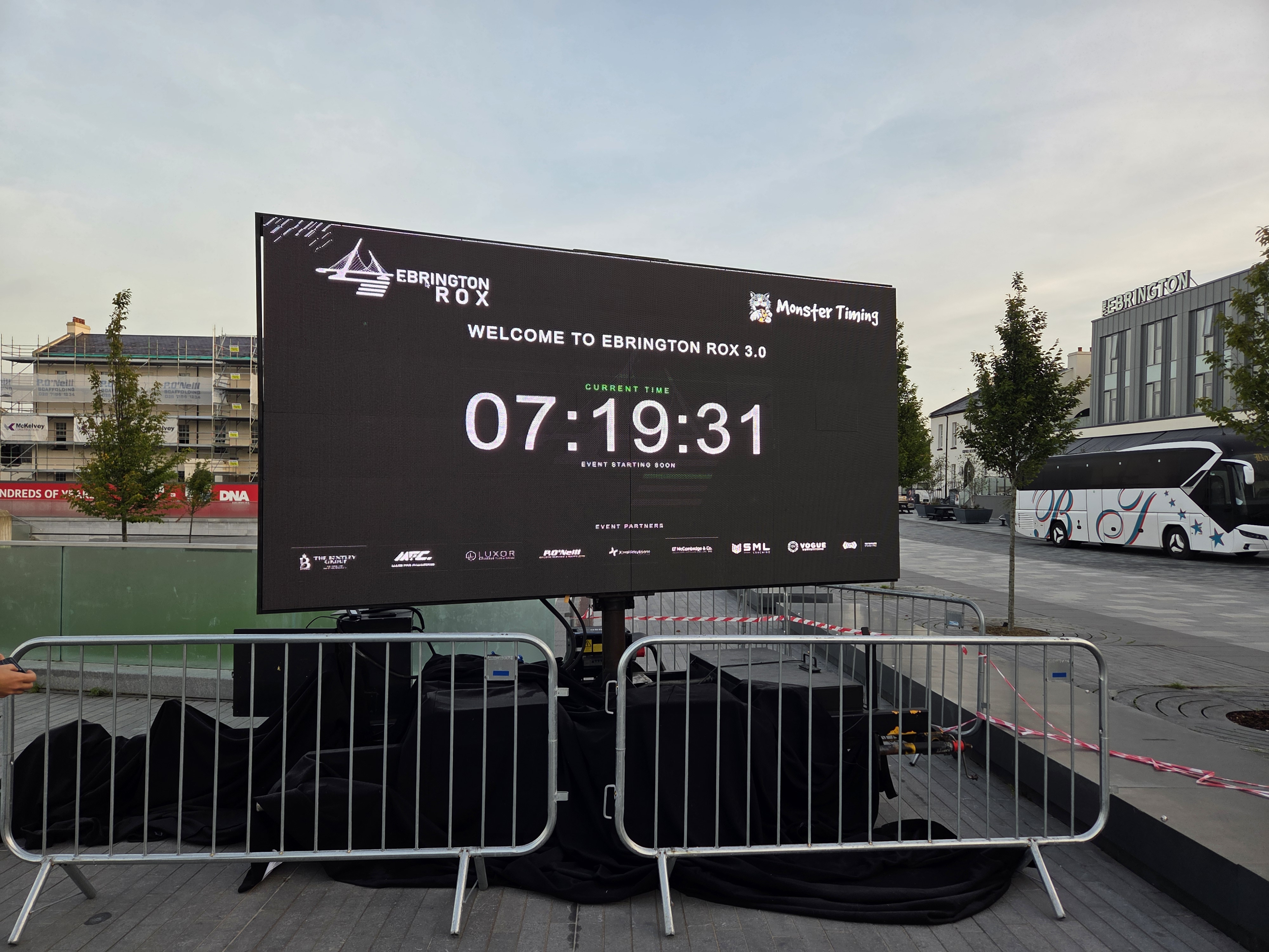 Ebrington ROX welcome and live event display at the venue